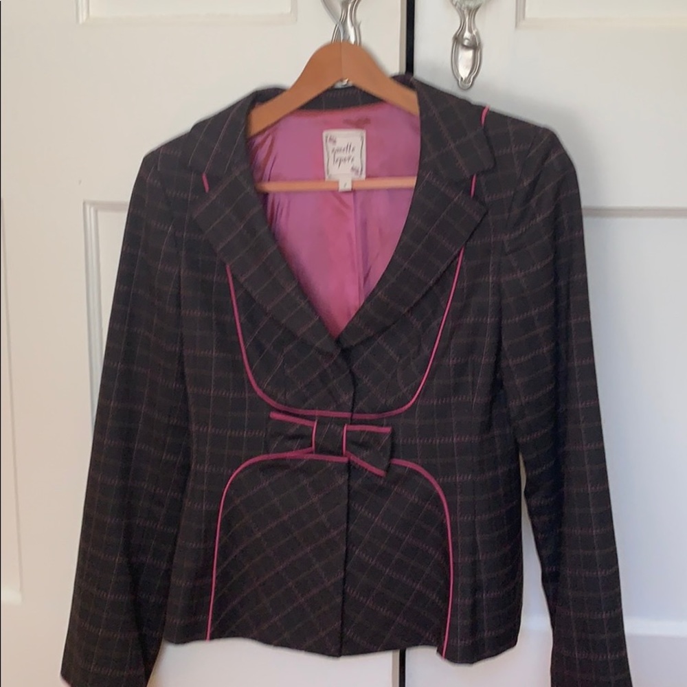 Nanette Lepore fitted plaid blazer with lining